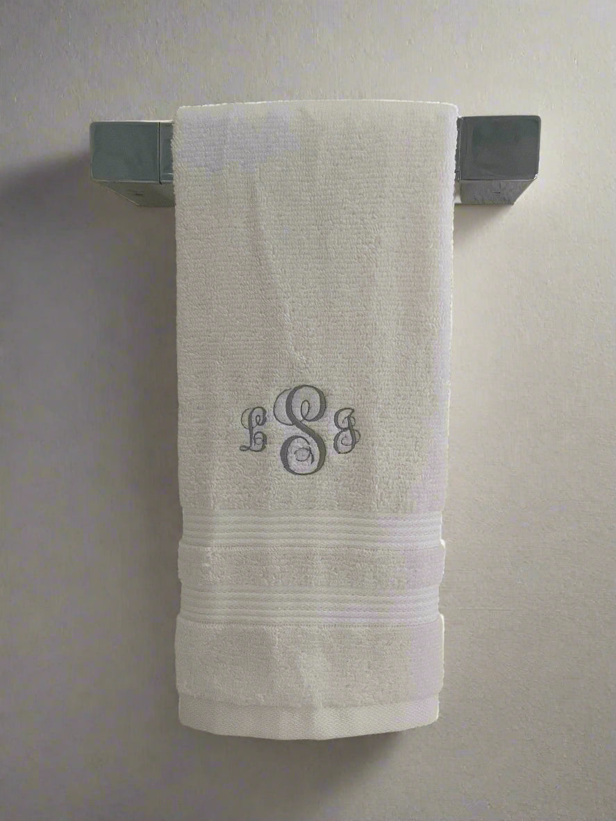 Monogrammed Hand Towel – Personalized Embroidered Bath or Guest Towel.