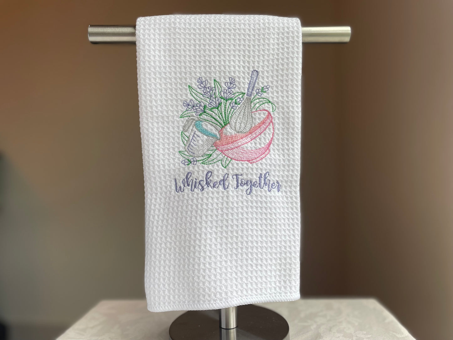 Whisked Together Embroidery Waffle Tea Towel