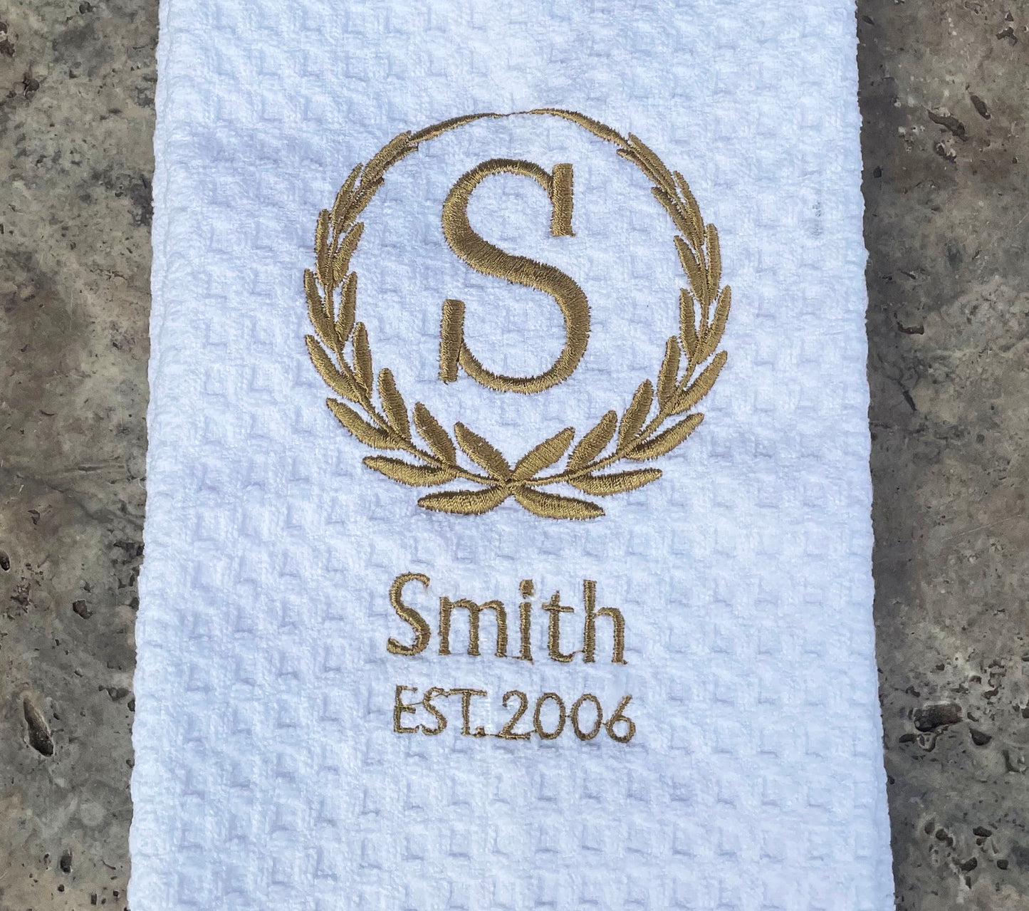 Monogrammed Family Towel – Last Name + Year | Custom Wedding or Anniversary Gift