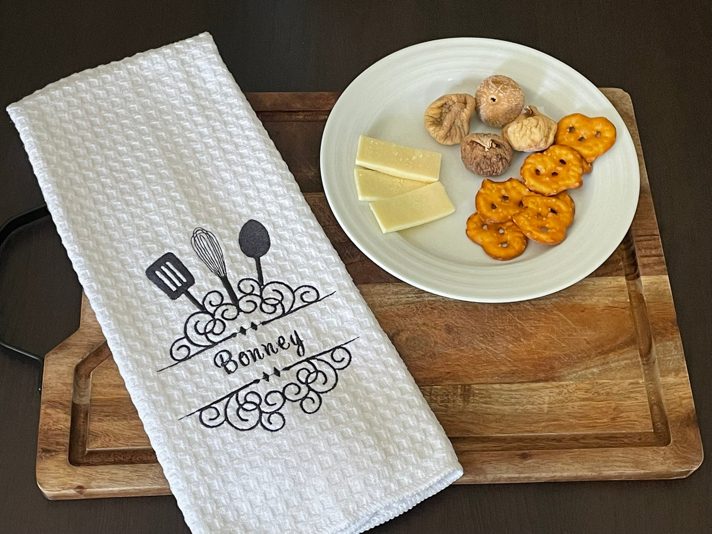 Custom Embroidered Kitchen Towel – Utensil Design