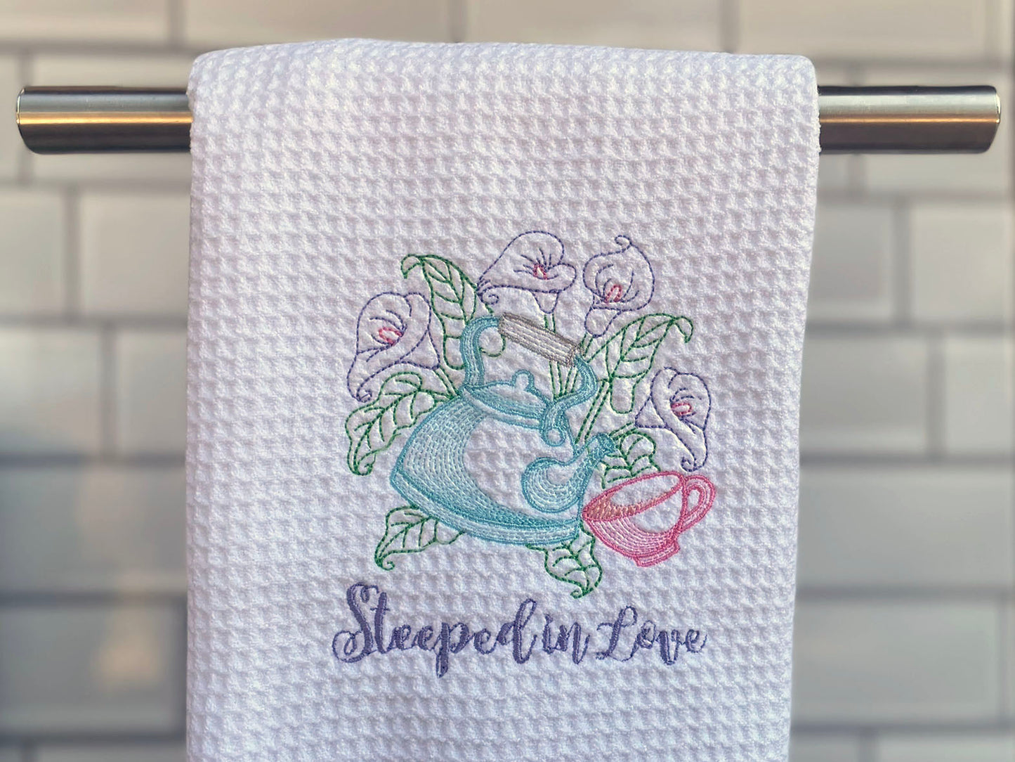 Whisked Together Embroidery Waffle Tea Towel