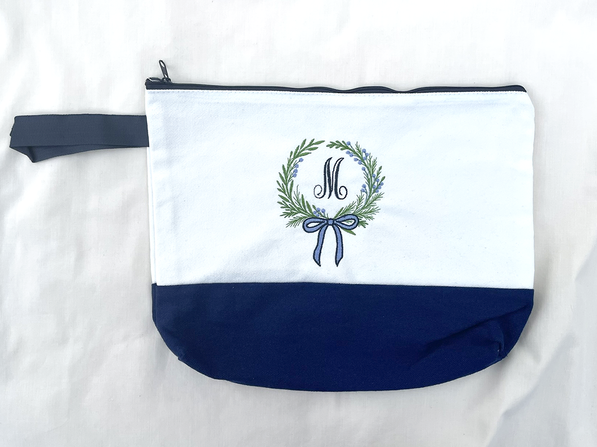 Floral Initial Makeup Bag