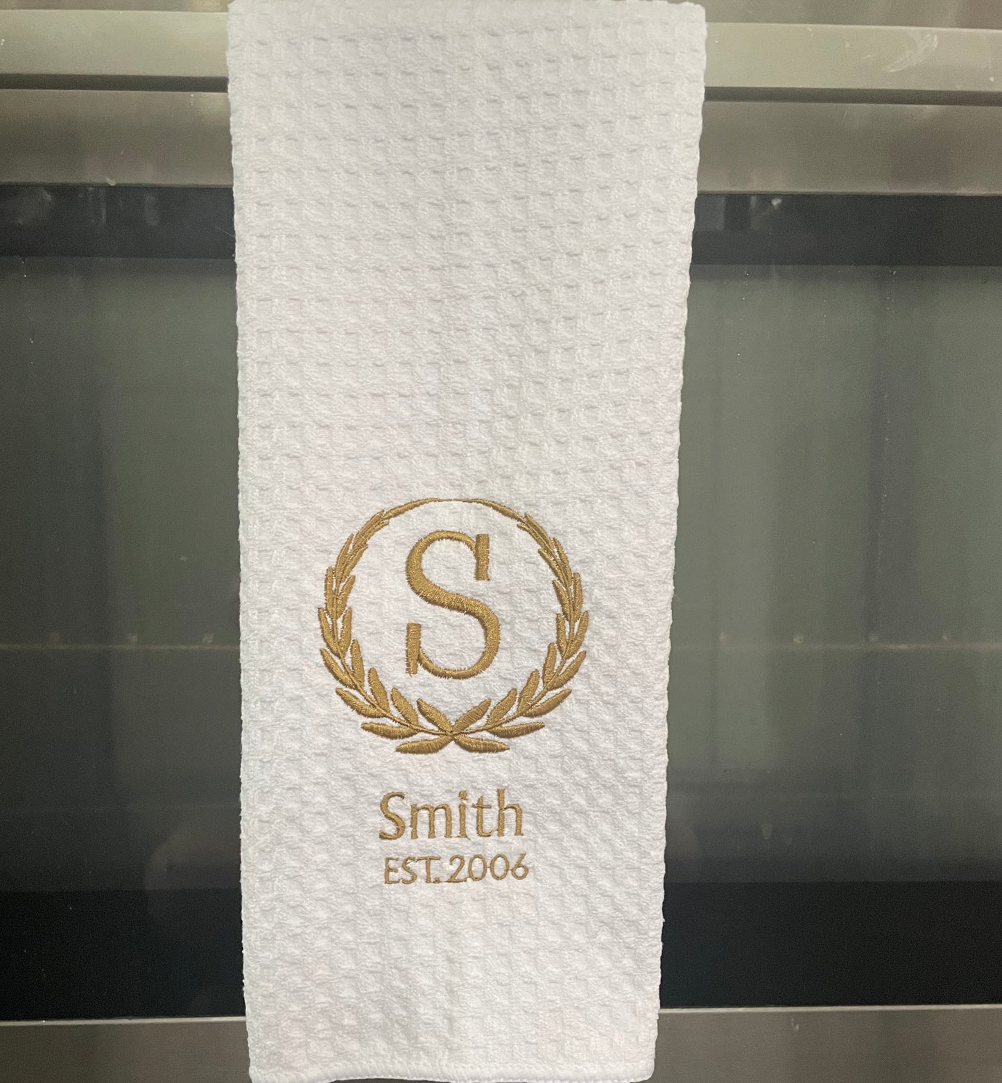 Monogrammed Family Towel – Last Name + Year | Custom Wedding or Anniversary Gift