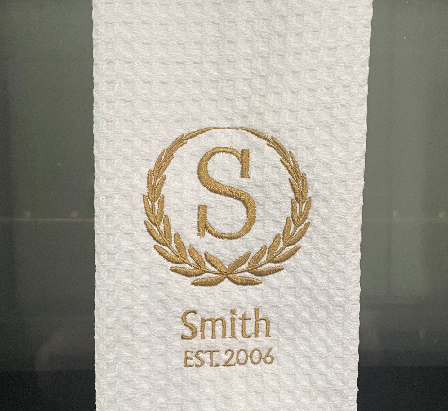 Monogrammed Family Towel – Last Name + Year | Custom Wedding or Anniversary Gift