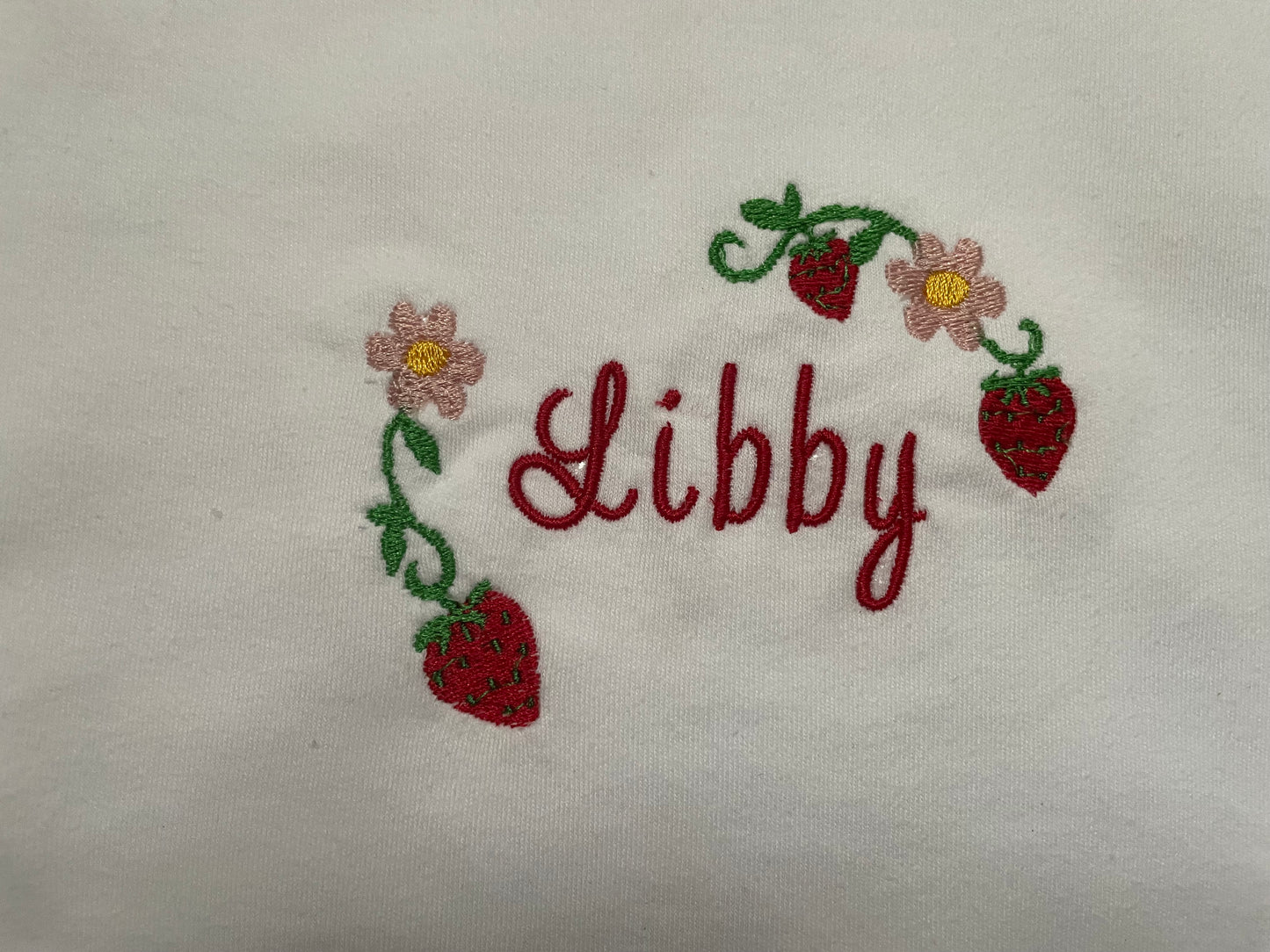 Sweet Strawberry Name Tee – Custom Embroidered Shirt for Little Girls