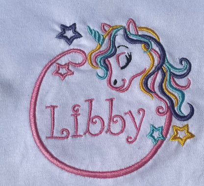 Magical Unicorn Tee – Custom Embroidered Shirt for Little Girls