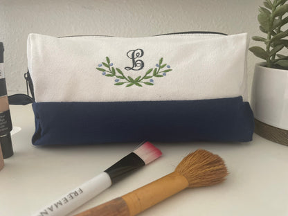 Floral Initial Makeup Large and Mini Bag Set