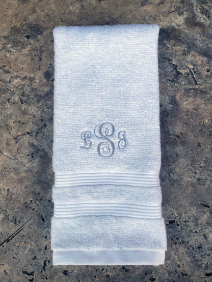 Monogrammed Hand Towel – Personalized Embroidered Bath or Guest Towel.