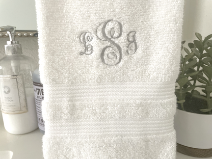 Monogrammed Hand Towel – Personalized Embroidered Bath or Guest Towel.