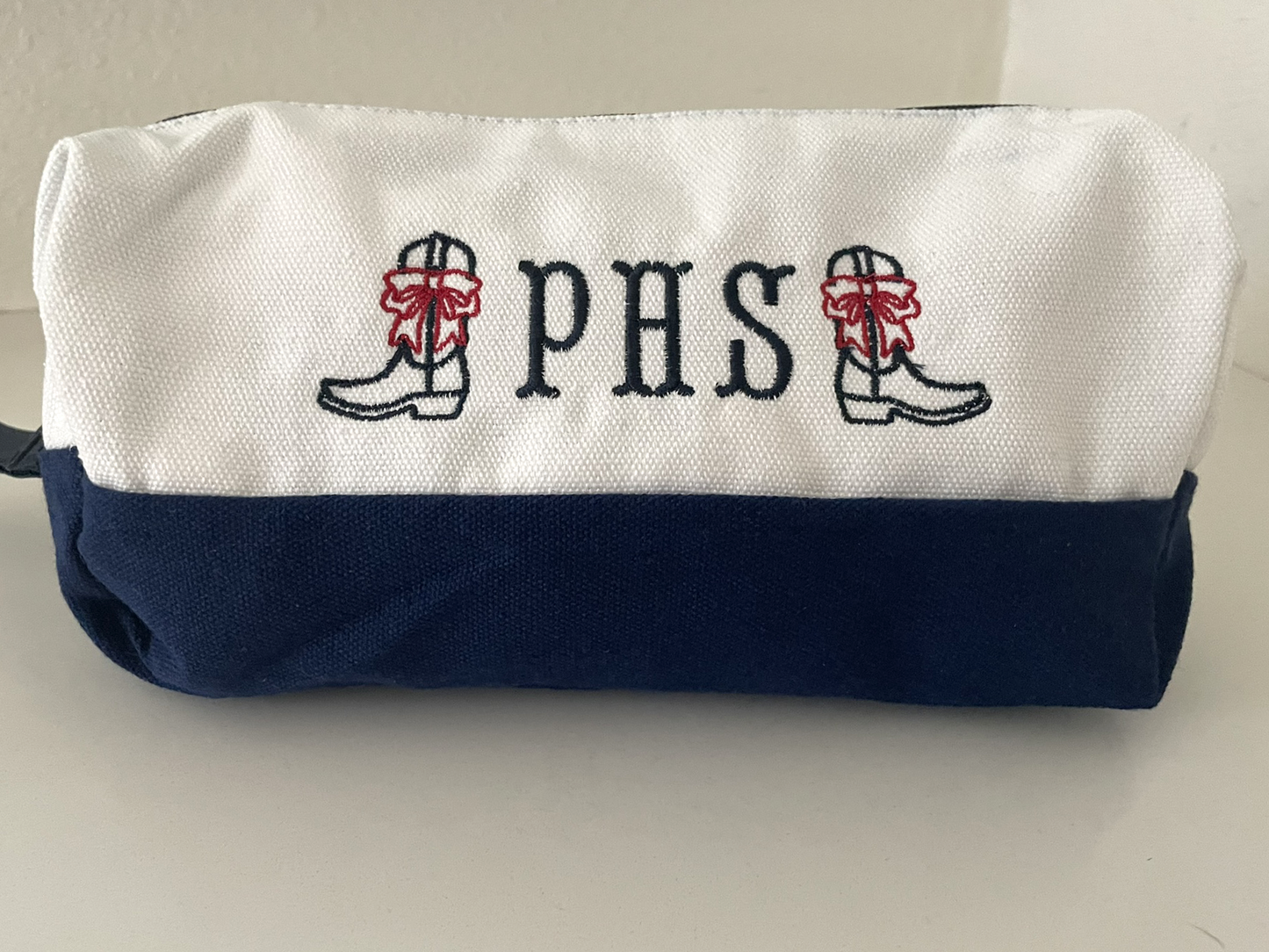 Personalized Mini Boots and Bow Makeup Bag