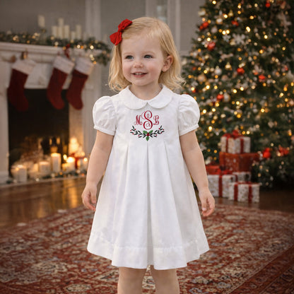 Christmas Monogrammed Initial Dress for Toddlers and Little Girls