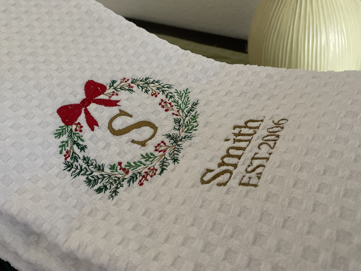Christmas Monogrammed Family Towel – Last Name + Year