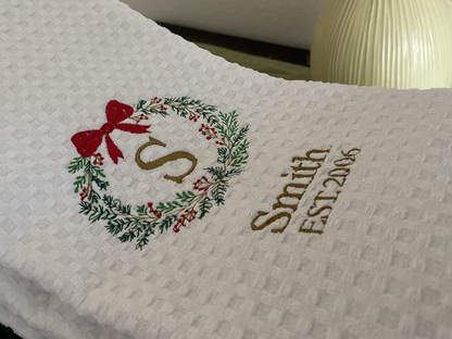 Christmas Monogrammed Family Towel – Last Name + Year