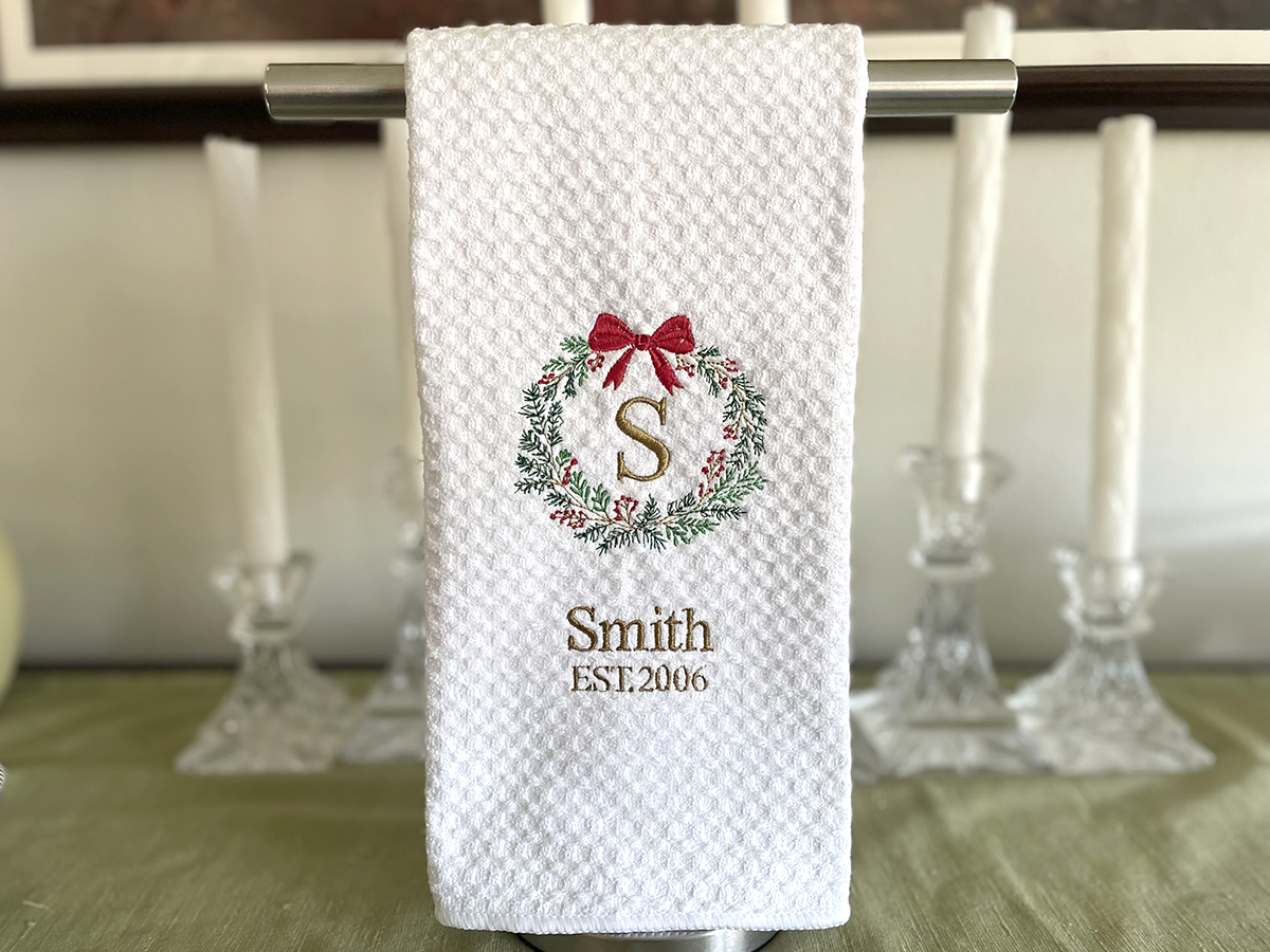 Christmas Monogrammed Family Towel – Last Name + Year