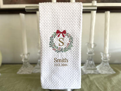 Christmas Monogrammed Family Towel – Last Name + Year