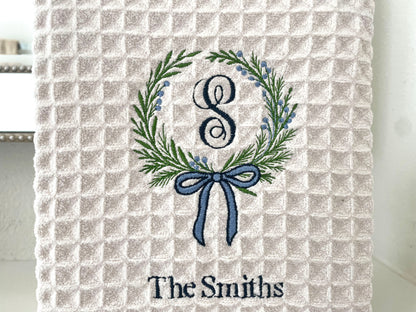 Premium Cream Floral Wreath Name Towel