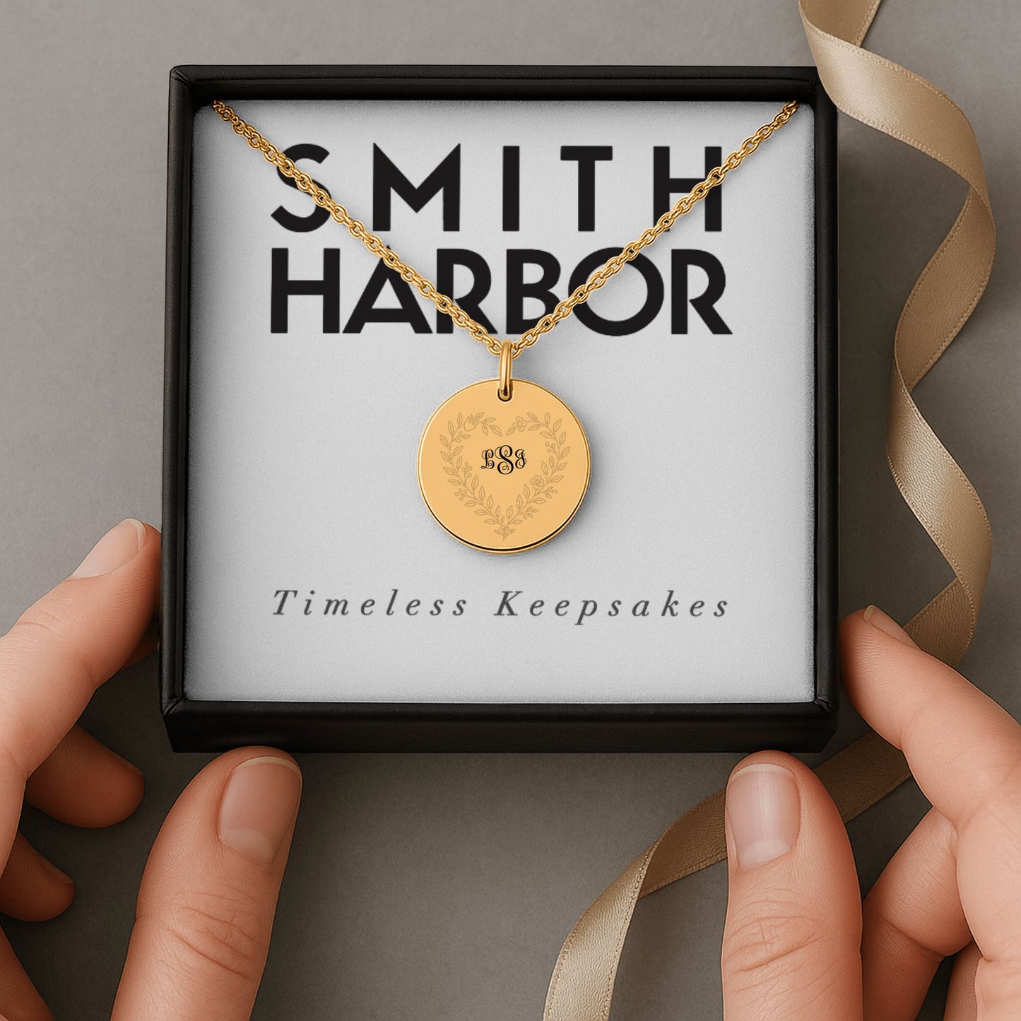 Personalized Heart Monogram Initial Coin Necklace