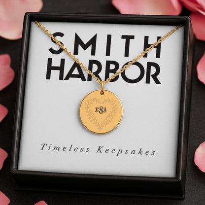 Personalized Heart Monogram Initial Coin Necklace