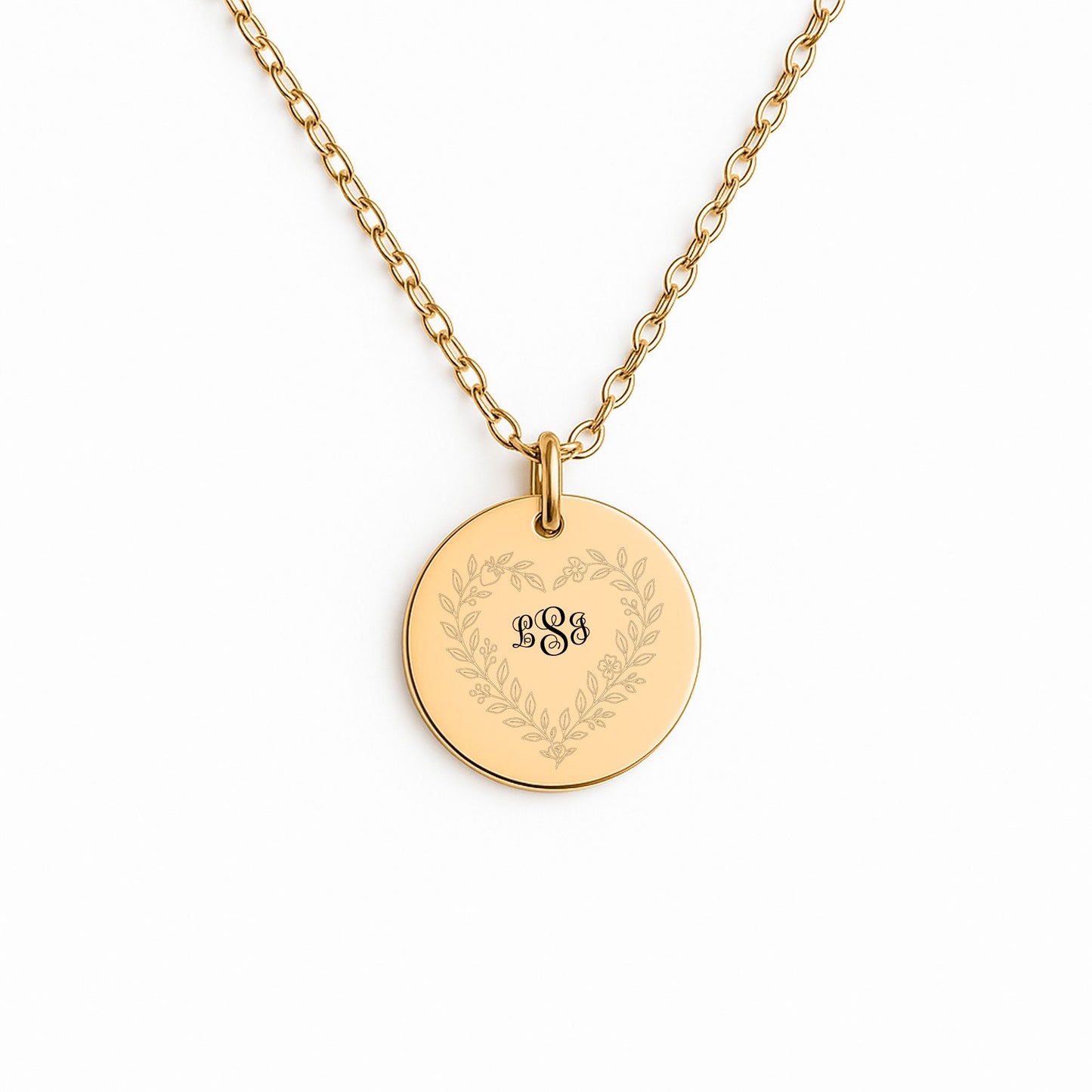 Personalized Heart Monogram Initial Coin Necklace