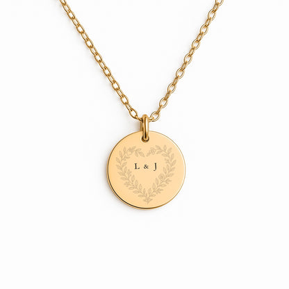 Couples Heart Coin Necklace