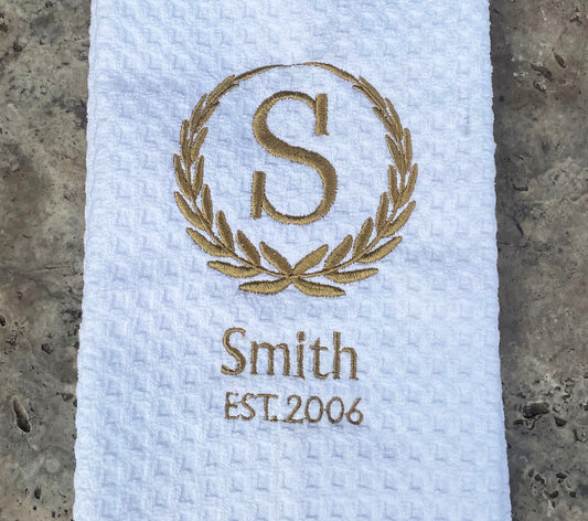 Monogrammed Family Towel – Last Name + Year | Custom Wedding or Anniversary Gift