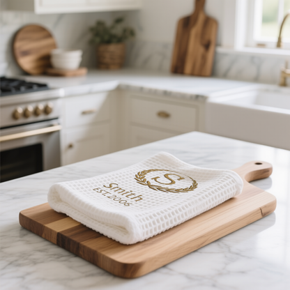 Monogrammed Family Towel – Last Name + Year | Custom Wedding or Anniversary Gift