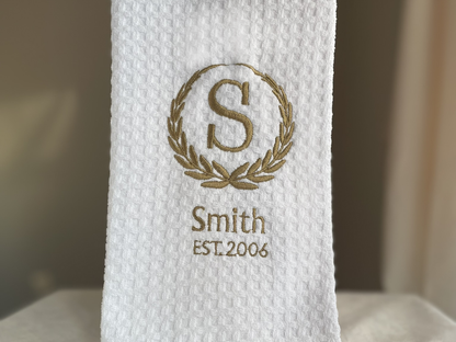 Monogrammed Family Towel – Last Name + Year | Custom Wedding or Anniversary Gift
