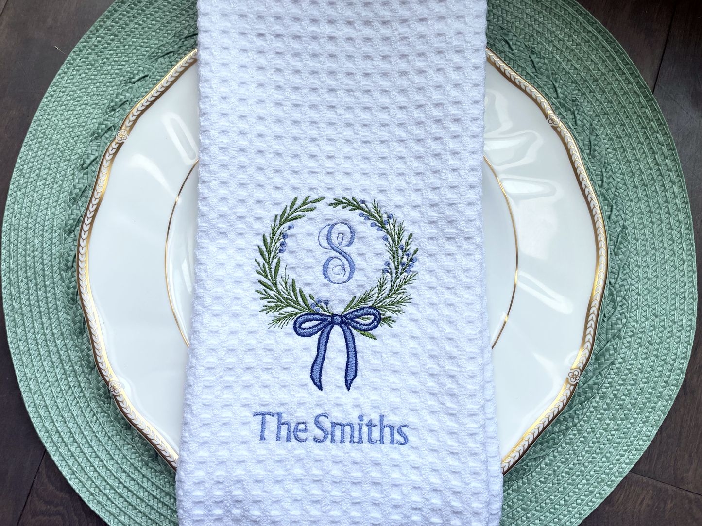 Floral Wreath Name Towel