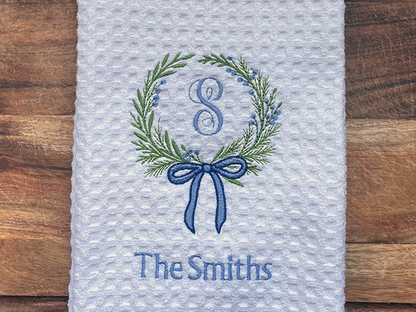 Floral Wreath Name Towel