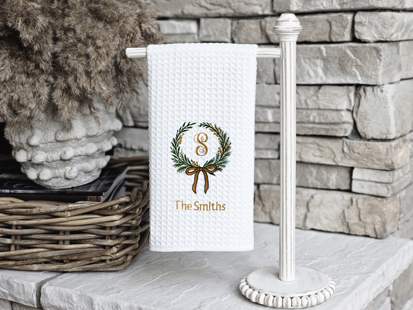 Floral Wreath Name Towel