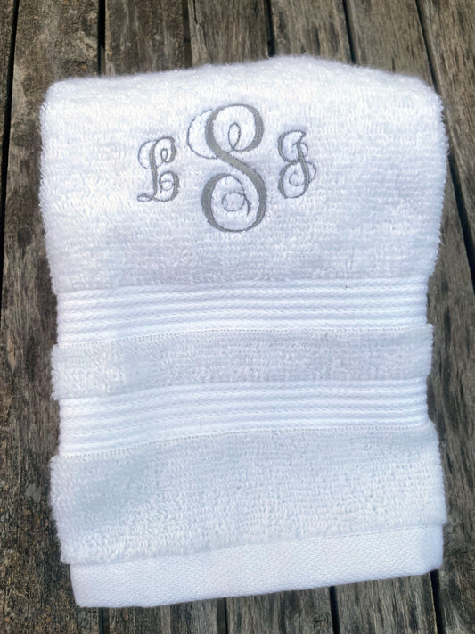 Monogrammed Hand Towel – Personalized Embroidered Bath or Guest Towel.