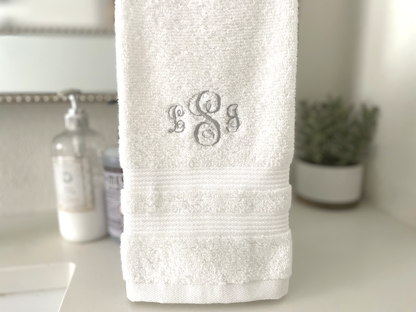 Monogrammed Hand Towel – Personalized Embroidered Bath or Guest Towel.