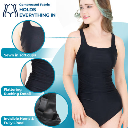 Classic Square Neck One-Piece Swimsuit