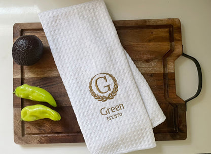 Monogrammed Family Towel – Last Name + Year | Custom Wedding or Anniversary Gift