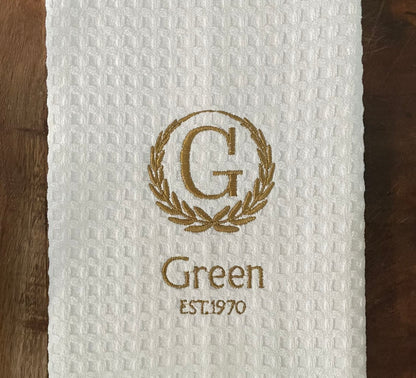 Monogrammed Family Towel – Last Name + Year | Custom Wedding or Anniversary Gift