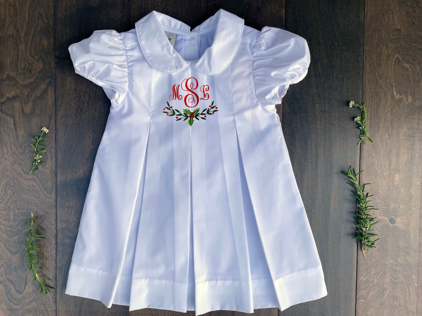 Christmas Monogrammed Initial Dress for Toddlers and Little Girls