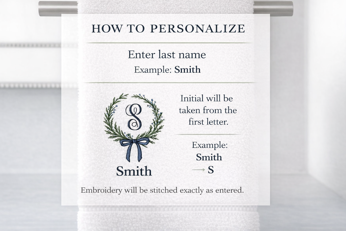 Personalized Floral Wreath Towel – Custom Name Bath Towel