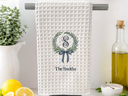 Premium Cream Floral Wreath Name Towel