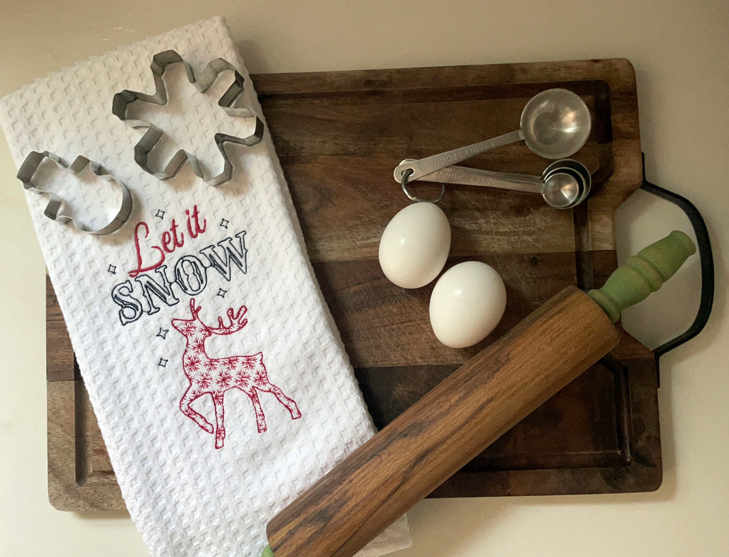 Let it Snow Reindeer Waffle Hand Towel