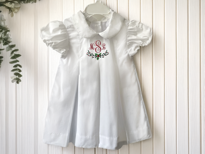Christmas Monogrammed Initial Dress for Toddlers and Little Girls