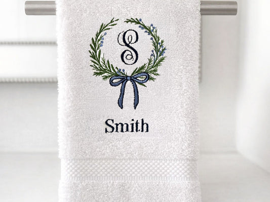 Personalized Floral Wreath Towel – Custom Name Bath Towel