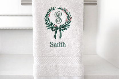 Personalized Floral Wreath Towel – Custom Name Bath Towel