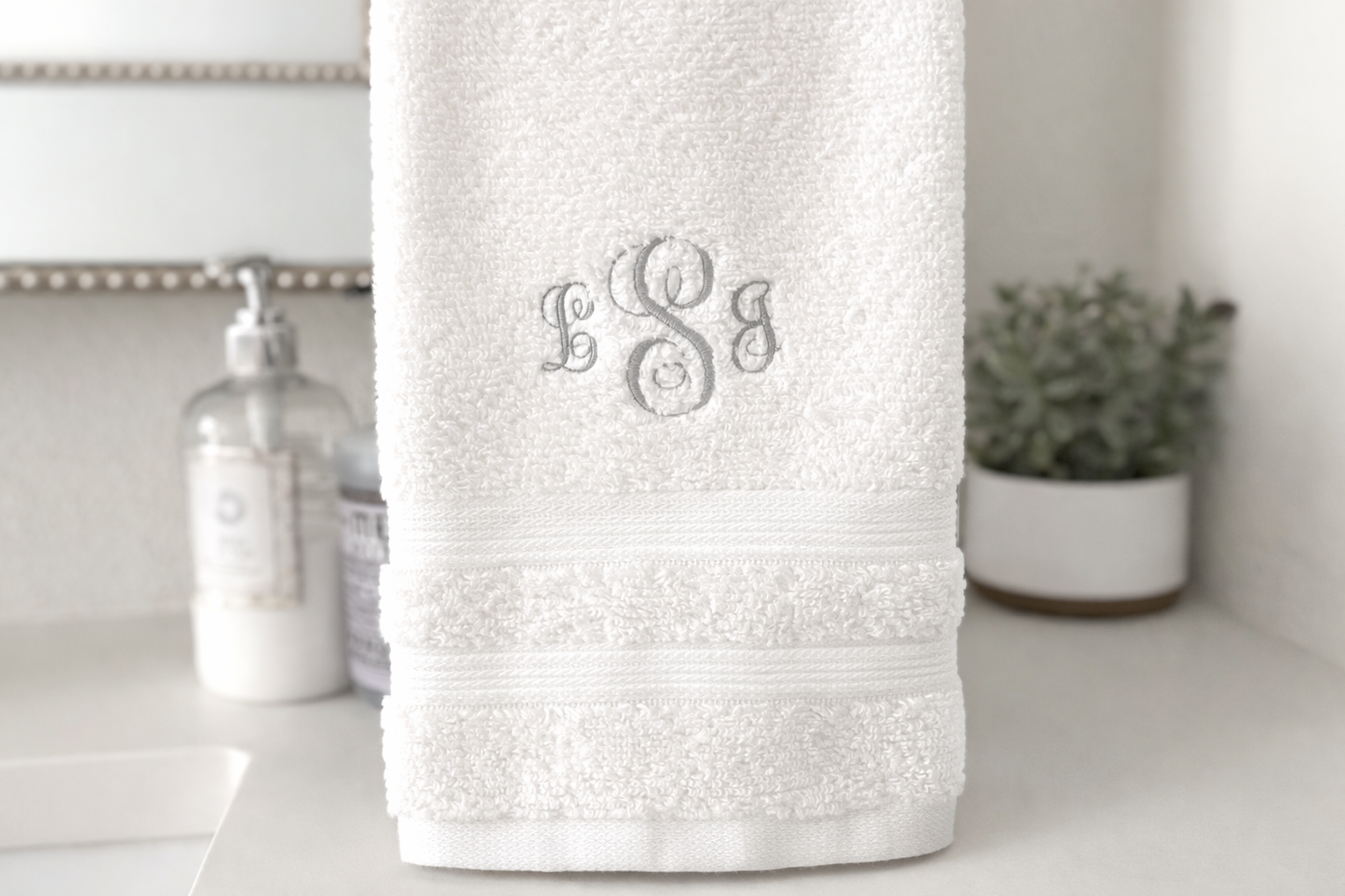 Monogrammed Hand Towel – Personalized Embroidered Bath or Guest Towel.