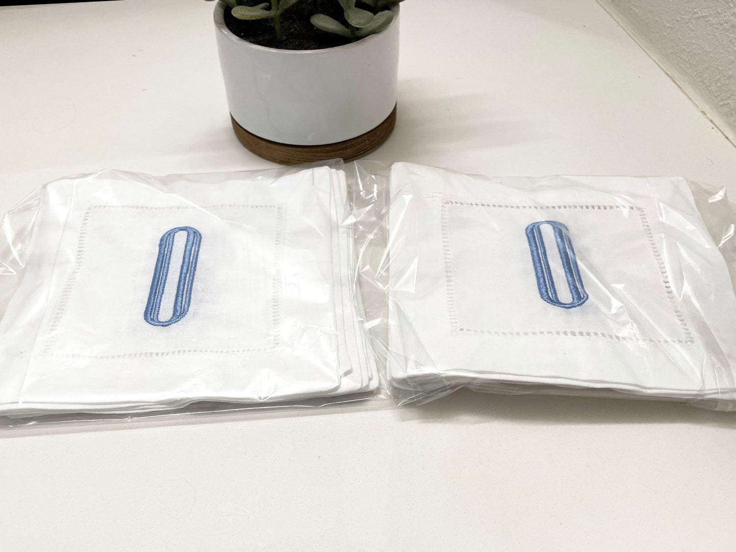 Personalized Cocktail Napkins Set of 4 – Custom Embroidered Initial
