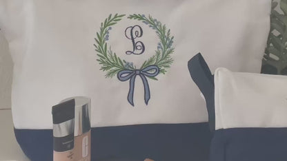 Floral Initial Makeup Large and Mini Bag Set