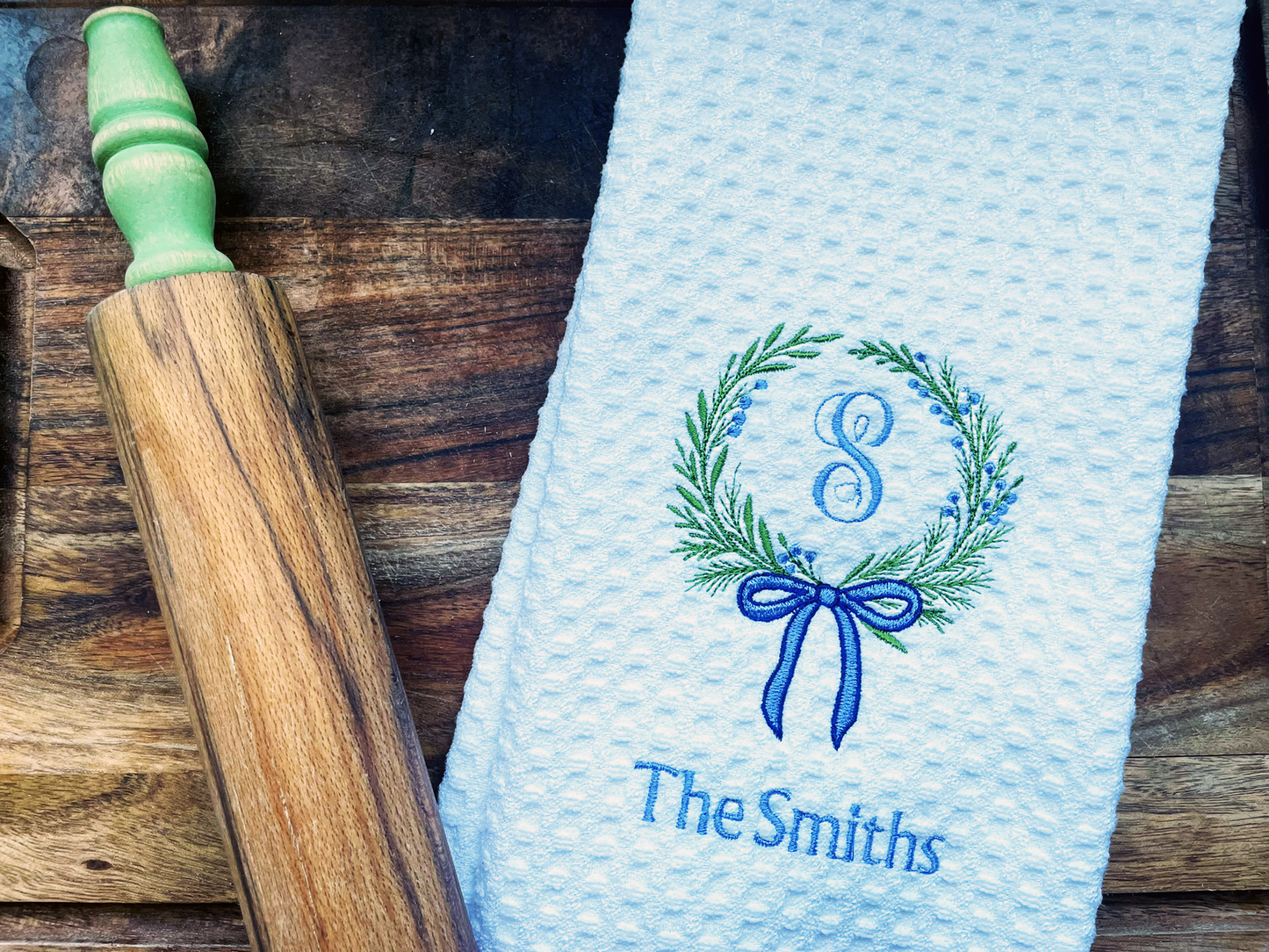 Floral Wreath Name Towel