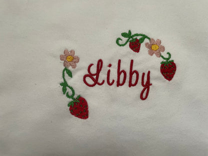 Sweet Strawberry Name Tee – Custom Embroidered Shirt for Little Girls