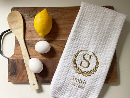 Monogrammed Family Towel – Last Name + Year | Custom Wedding or Anniversary Gift