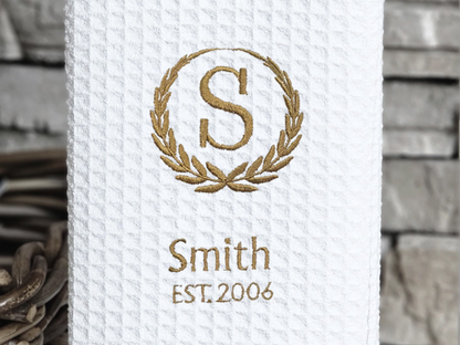 Monogrammed Family Towel – Last Name + Year | Custom Wedding or Anniversary Gift