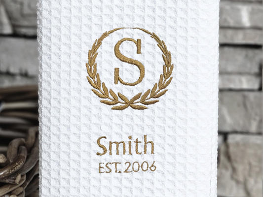 Monogrammed Family Towel – Last Name + Year | Custom Wedding or Anniversary Gift